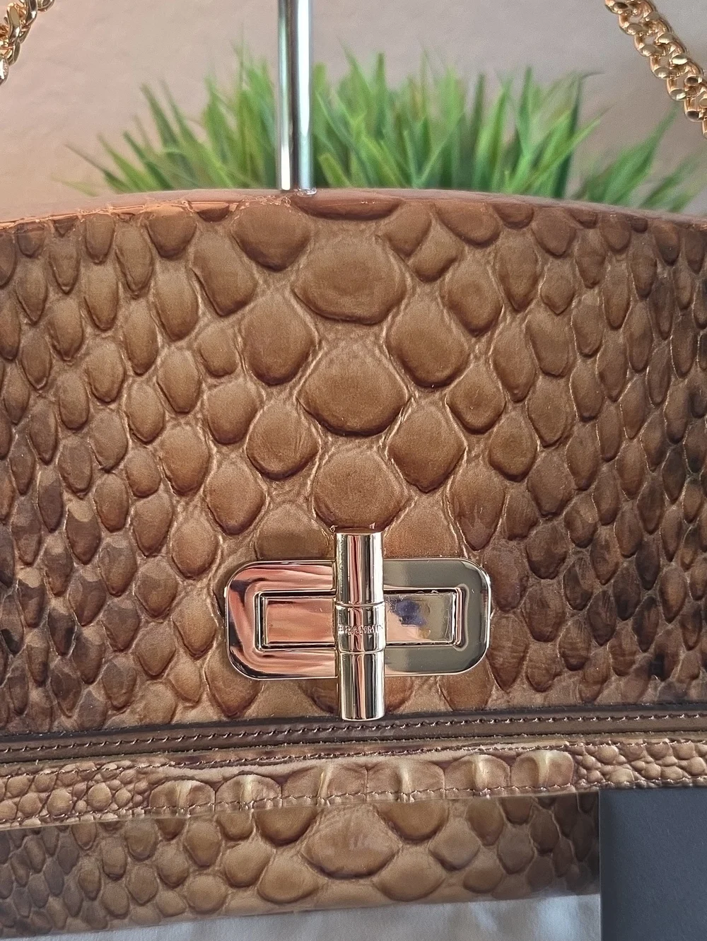 Brahmin Rosalie Shoulder Bag Macchiato Mansuri Python Snake Print NWT